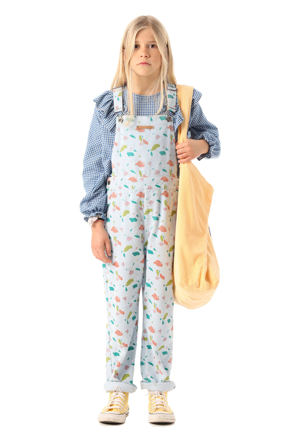 Piupiuchick Blue/ Mulitcolor Geometric Dungarees