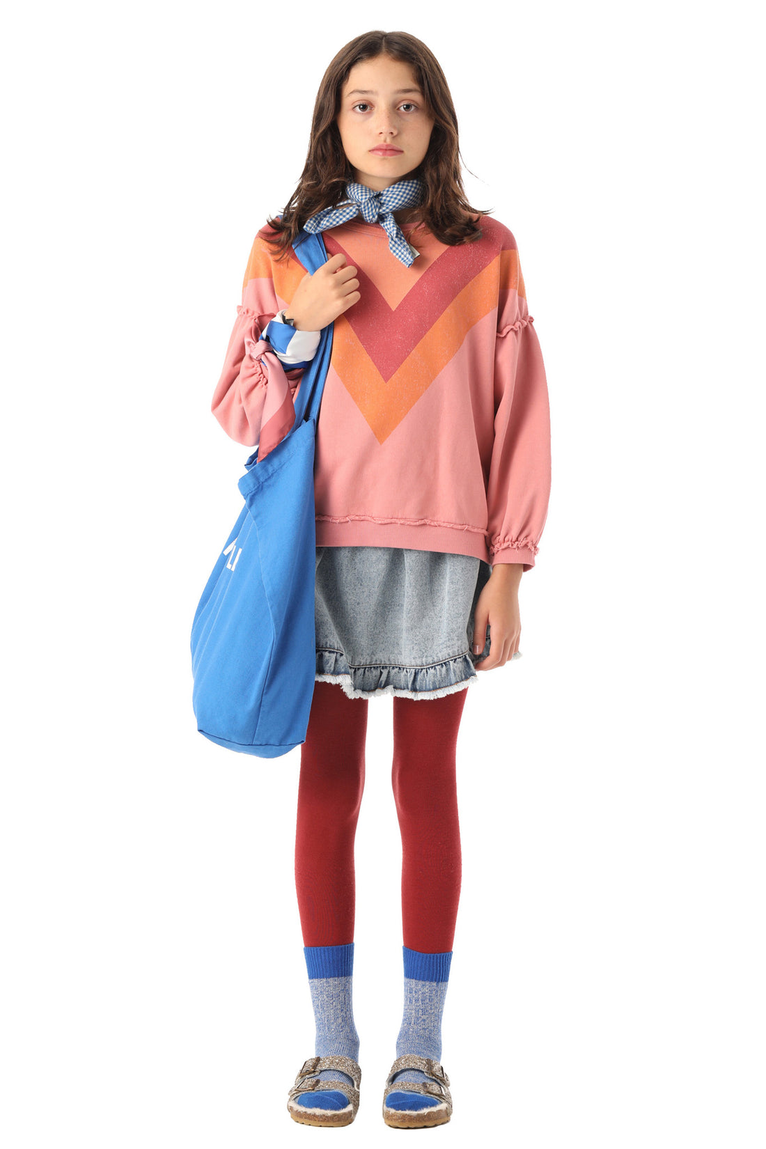 Piupiuchick Pink With Multicolor Triangle Sweatshirt
