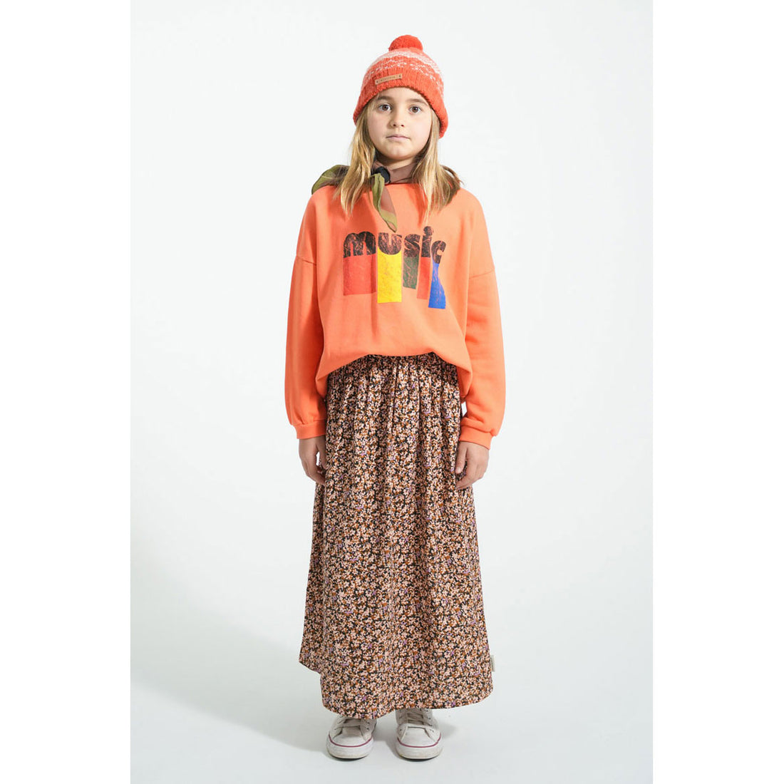 Piupiuchick Orange Music Print Sweatshirt