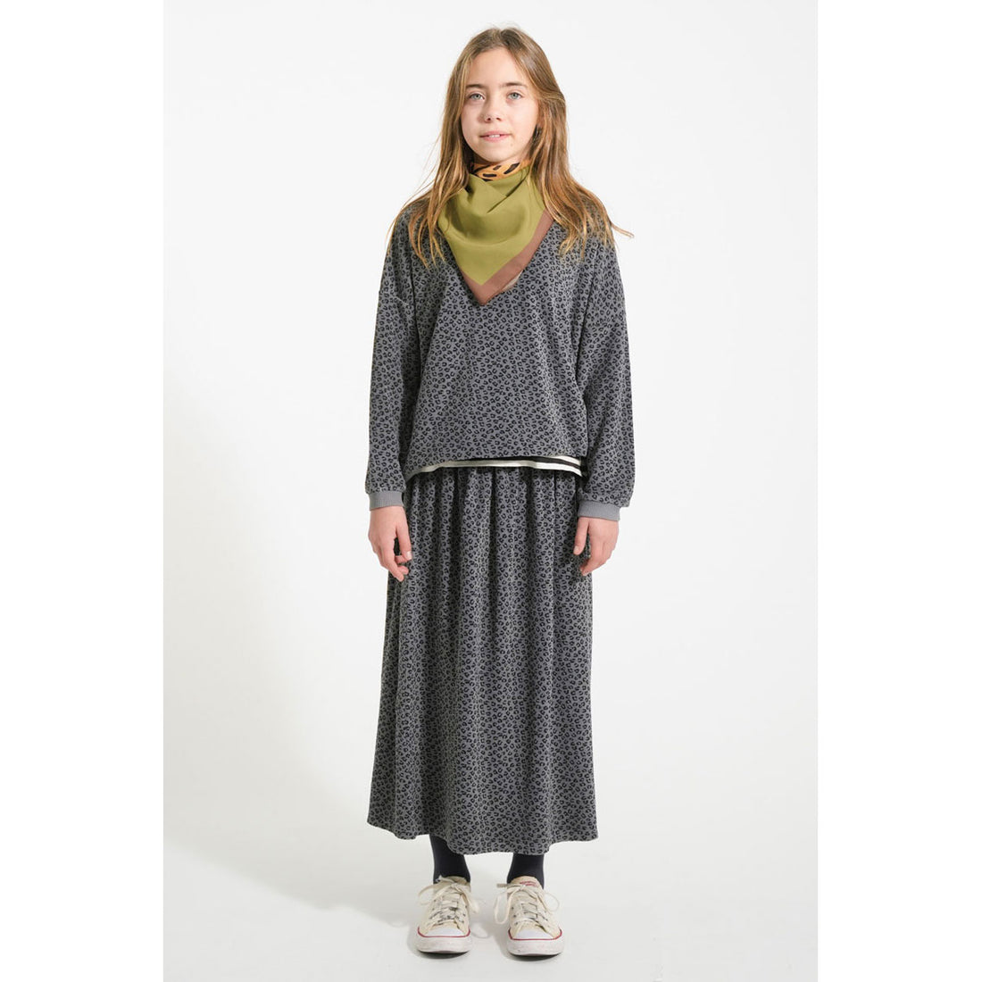 Piupiuchick Grey Animal Print Long Skirt