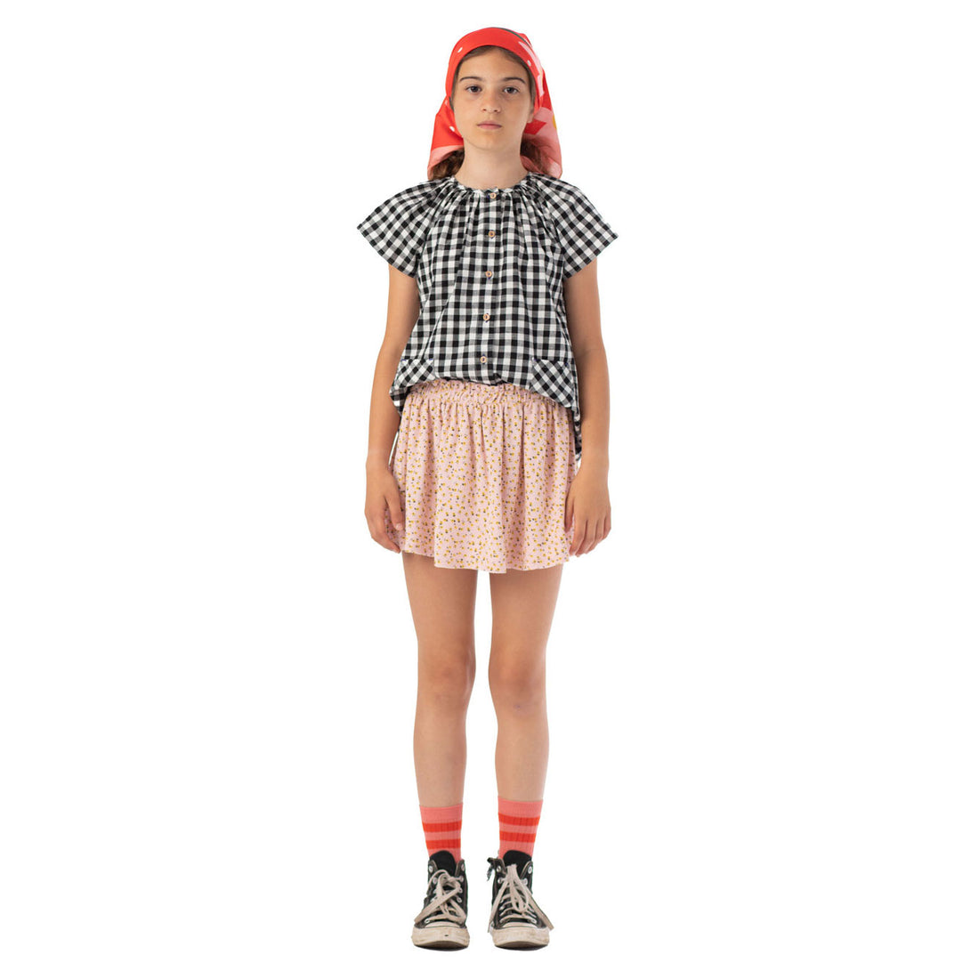 Piupiuchick Light Pink/ Yellow Flowers Short Skirt