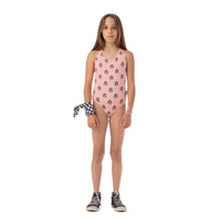 Piupiuchick Pink/ Green Trees Bow Back Swimsuit