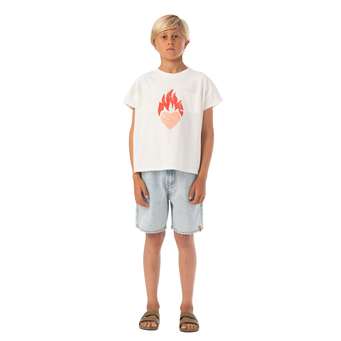 Piupiuchick Ecru Heart Print Tee