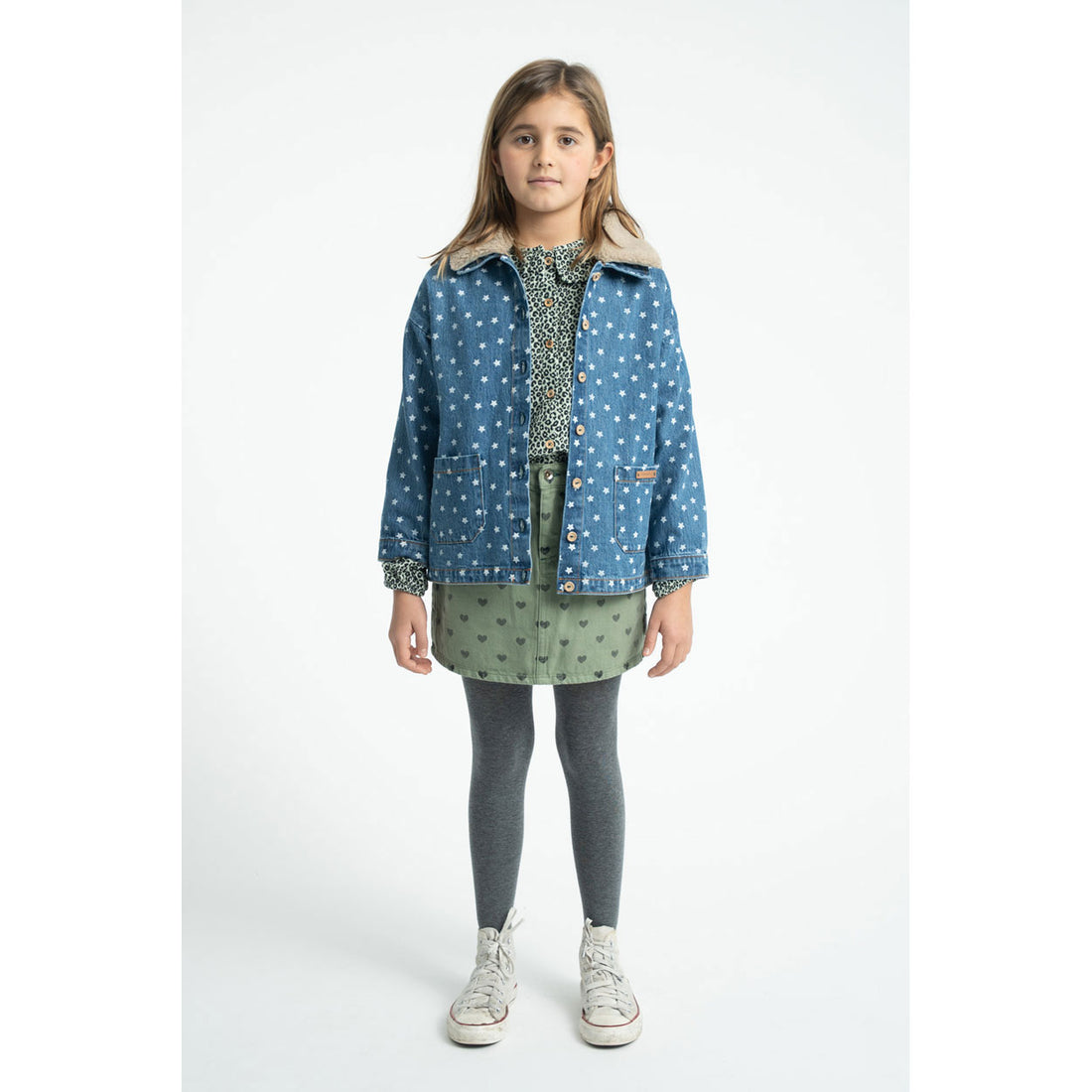 Piupiuchick Green / Black Hearts Short Skirt