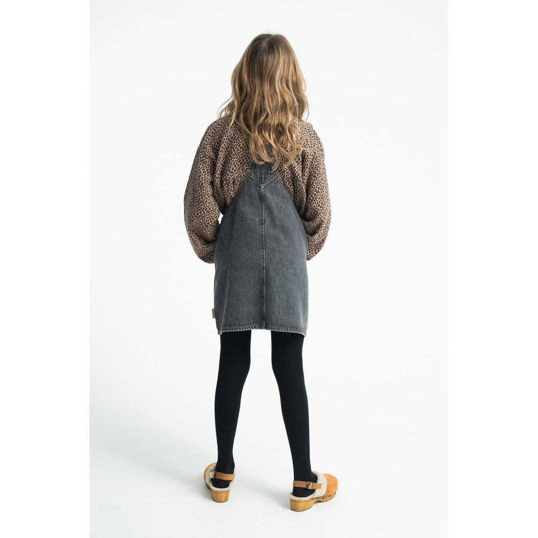 Piupiuchick Washed Black Denim Apple Print Short Dress