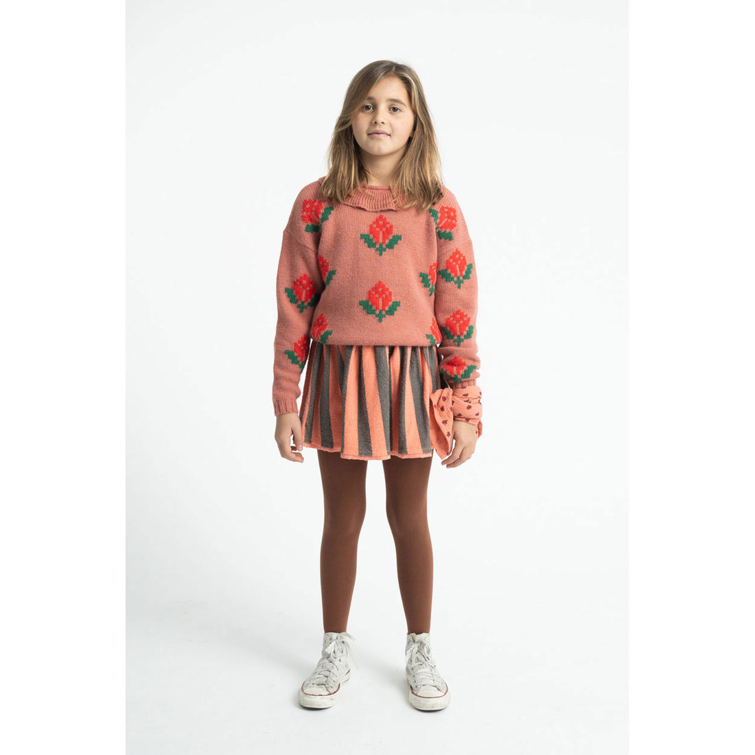 Piupiuchick Pink Flowers Jacquard Sweater