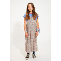 Piupiuchick Ecru Animal Print Long Layered Dress