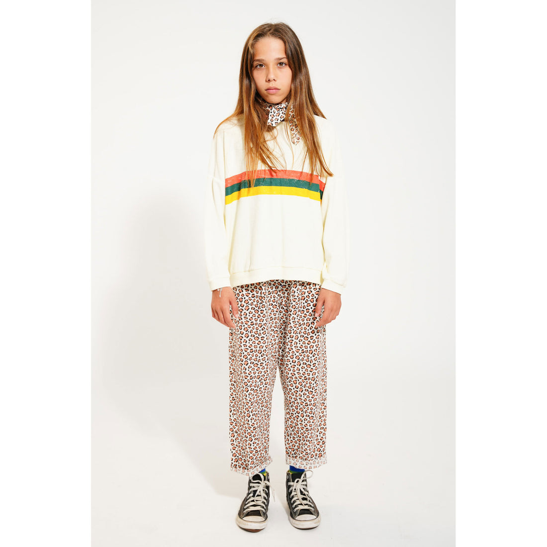 Piupiuchick Ecru Multicolor Stripes Print Sweatshirt