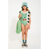 Piupiuchick Green Cherry Print Swimsuit