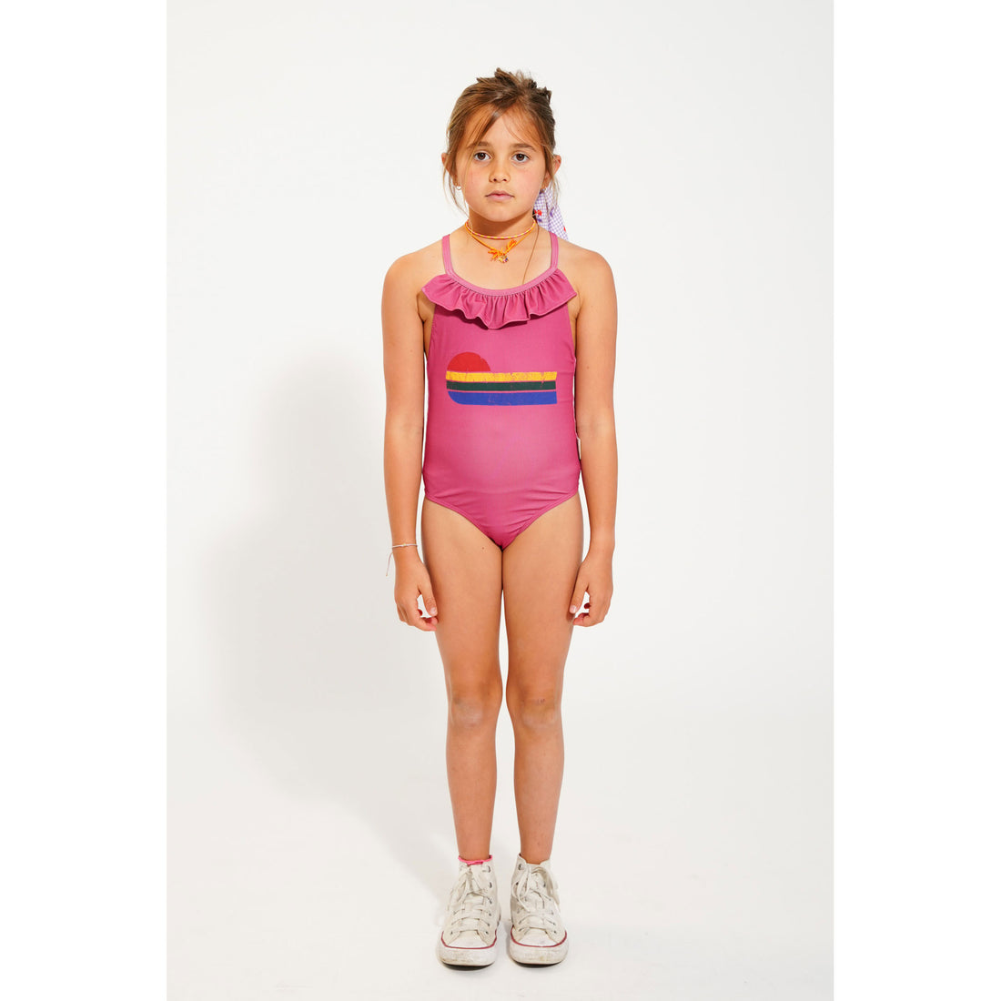 Piupiuchick Aubergine Multicolor Wave Swimsuit