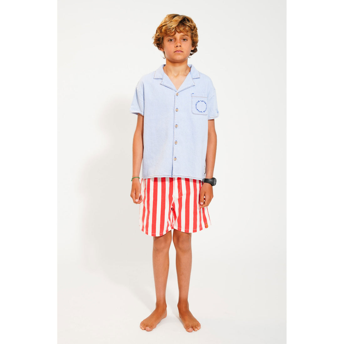 Piupiuchick Light Blue Soft Denim Hawaiian Shirt
