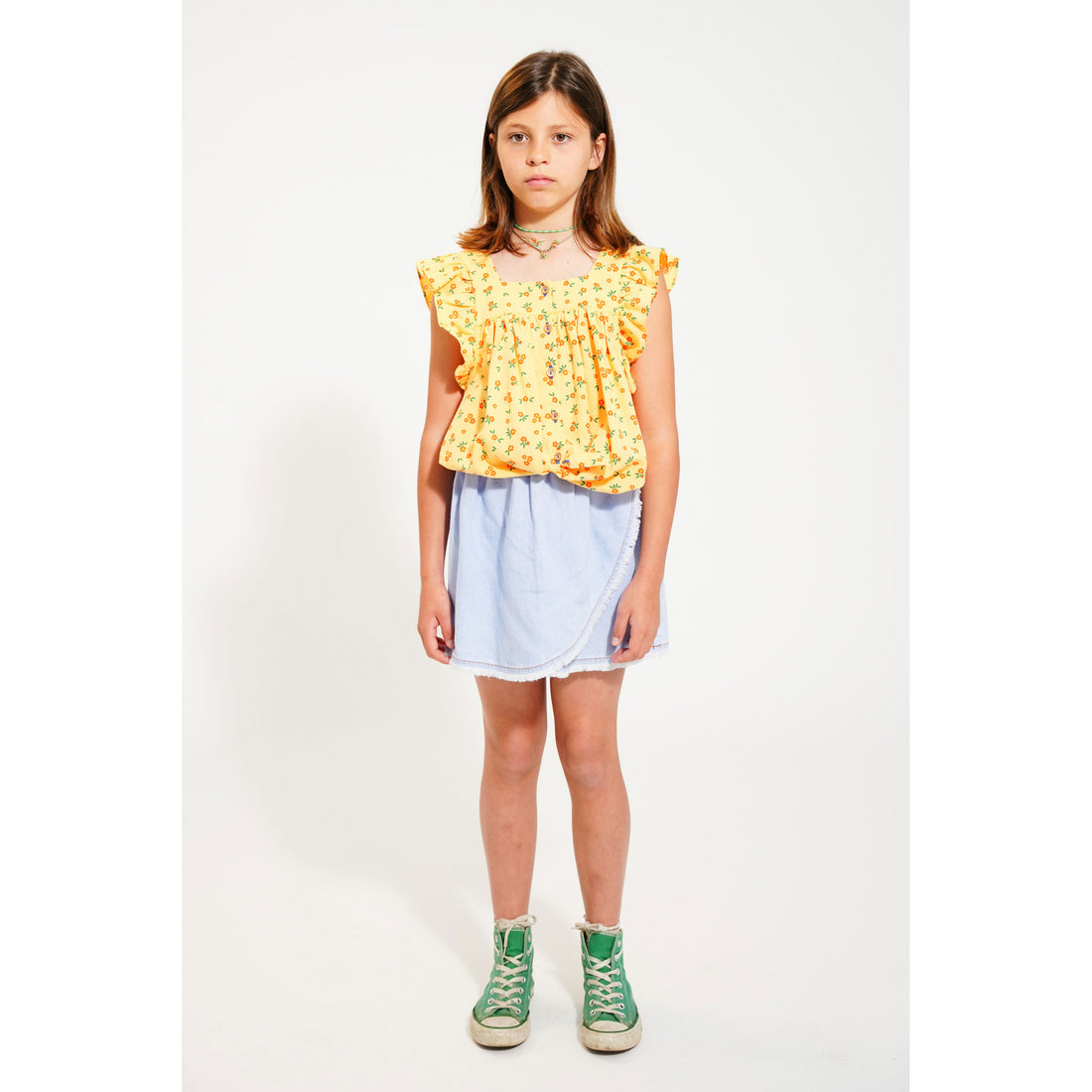 Piupiuchick Light Blue Soft Denim Short Skirt