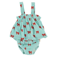 Piupiuchick Blue W/ Red Bows Baby Top
