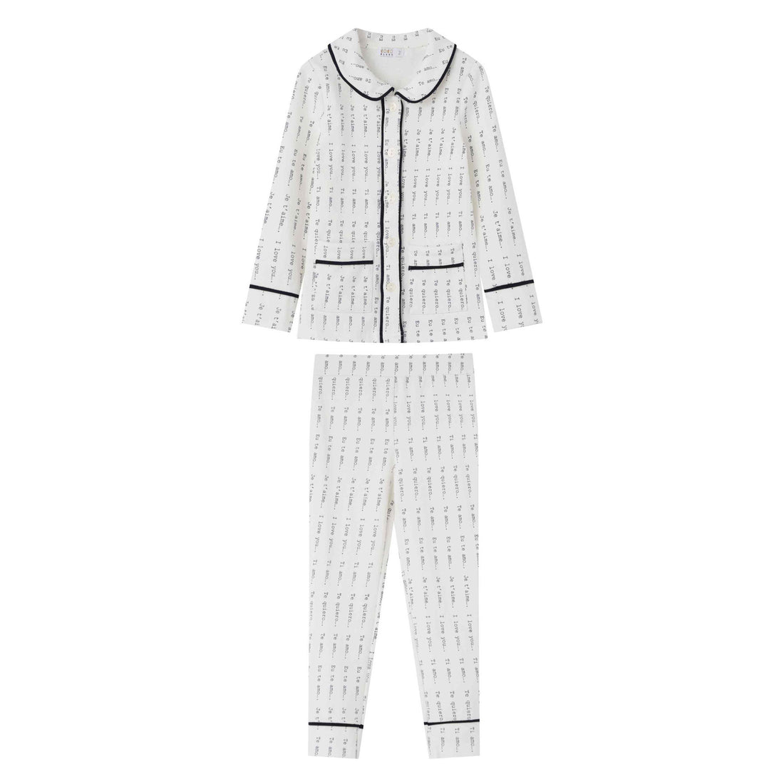 Coco Blanc Blue Printed Collar Pjs