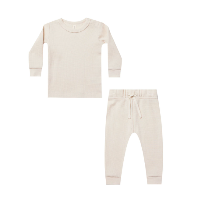 Quincy Mae Natural Waffle Top + Pant Set