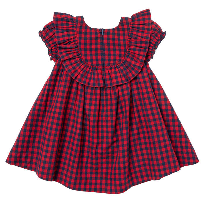 Pink Chicken Navy/Red Gingham Brayden Ruffle Dress