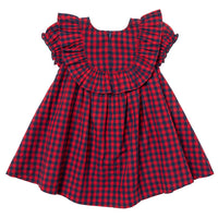 Pink Chicken Navy/Red Gingham Brayden Ruffle Dress