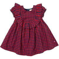 Pink Chicken Navy/Red Gingham Brayden Ruffle Dress