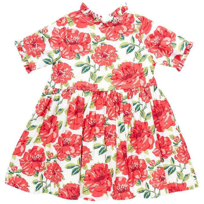 Pink Chicken Red Peonies Autumn Dress