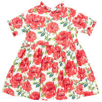 Pink Chicken Red Peonies Autumn Dress