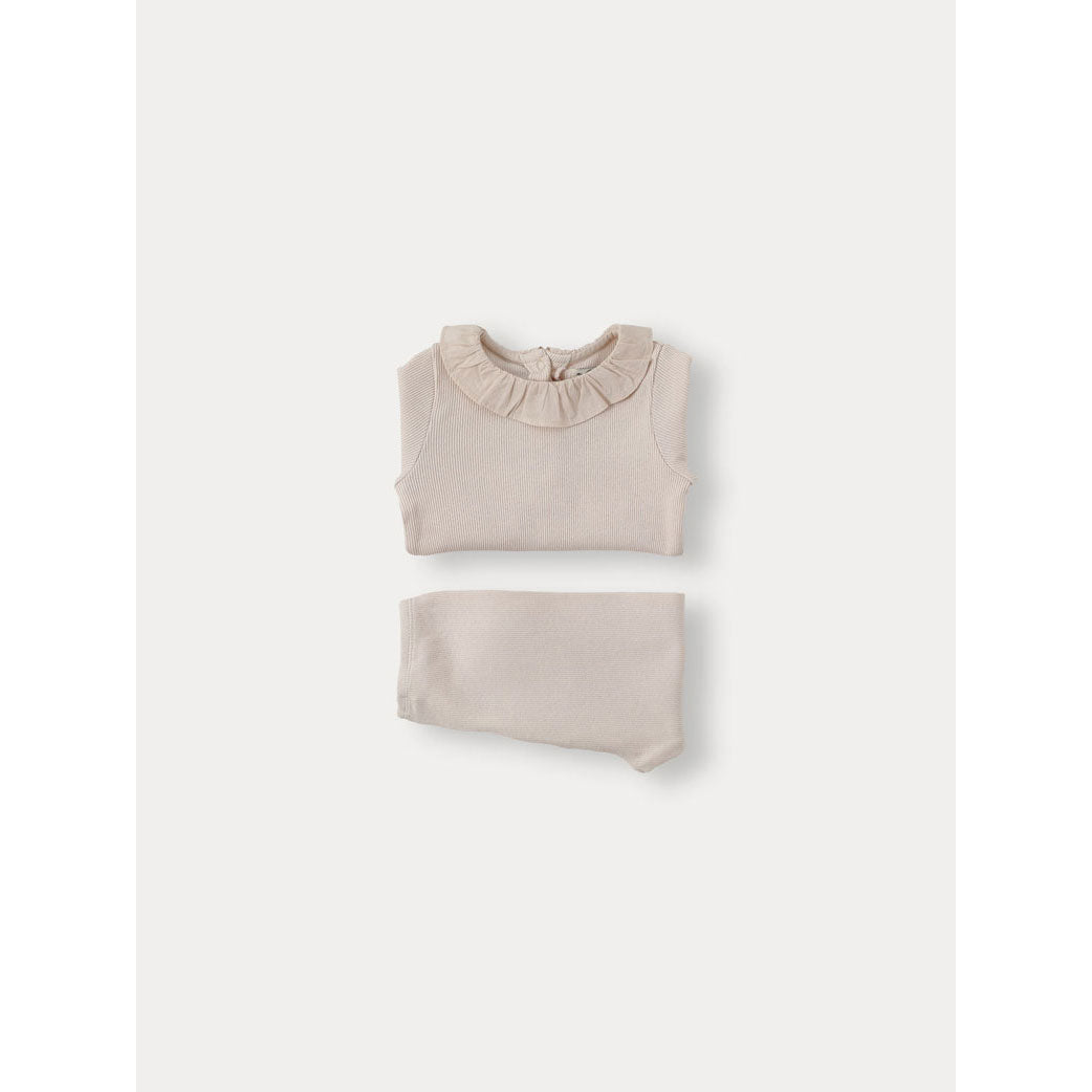 Bene Bene Grayish Pink Baby Ribbed Ruffle Twinset