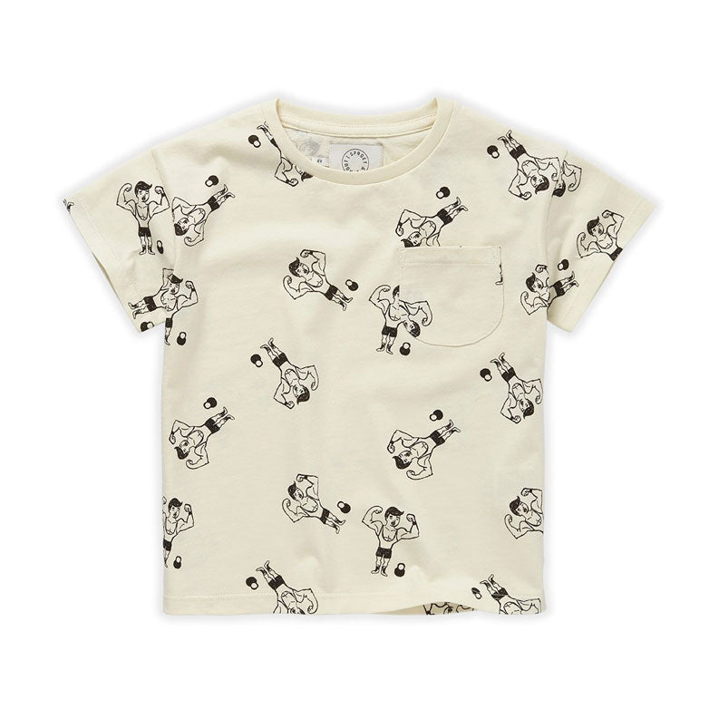 Sproet and Sprout Pear Pocket T- Shirt- Strong Man Print