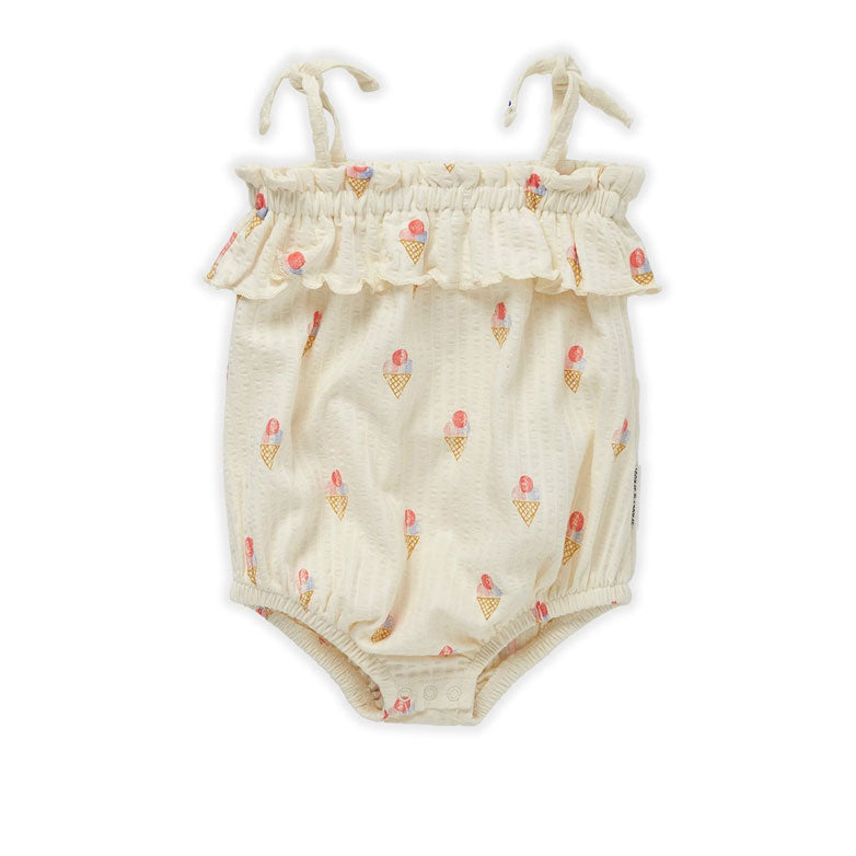 Sproet and Sprout Pear Ruffle Romper- Ice Cream Print