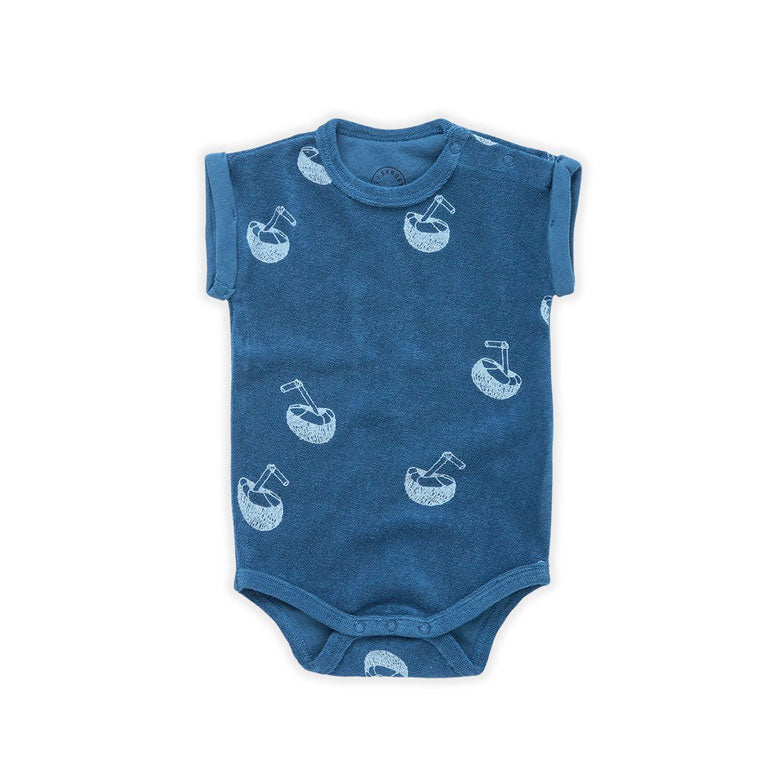 Sproet and Sprout Deep Ocean Terry Romper- Coconut Print