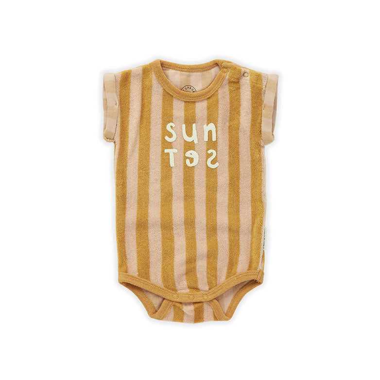 Sproet and Sprout Honey Terry Romper- Stripe Sunset