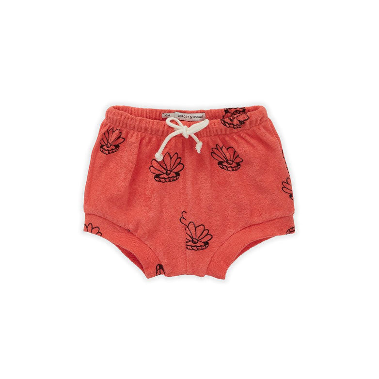 Sproet and Sprout Coral Terry Baby Short- Shell Print