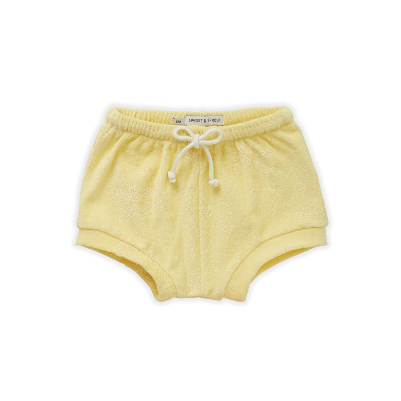Sproet and Sprout Yellow Mellow Terry Baby Short- Yellow Mellow Print