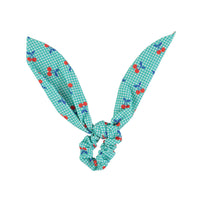 Piupiuchick Turquoise/White Cherry Print Scrunchie