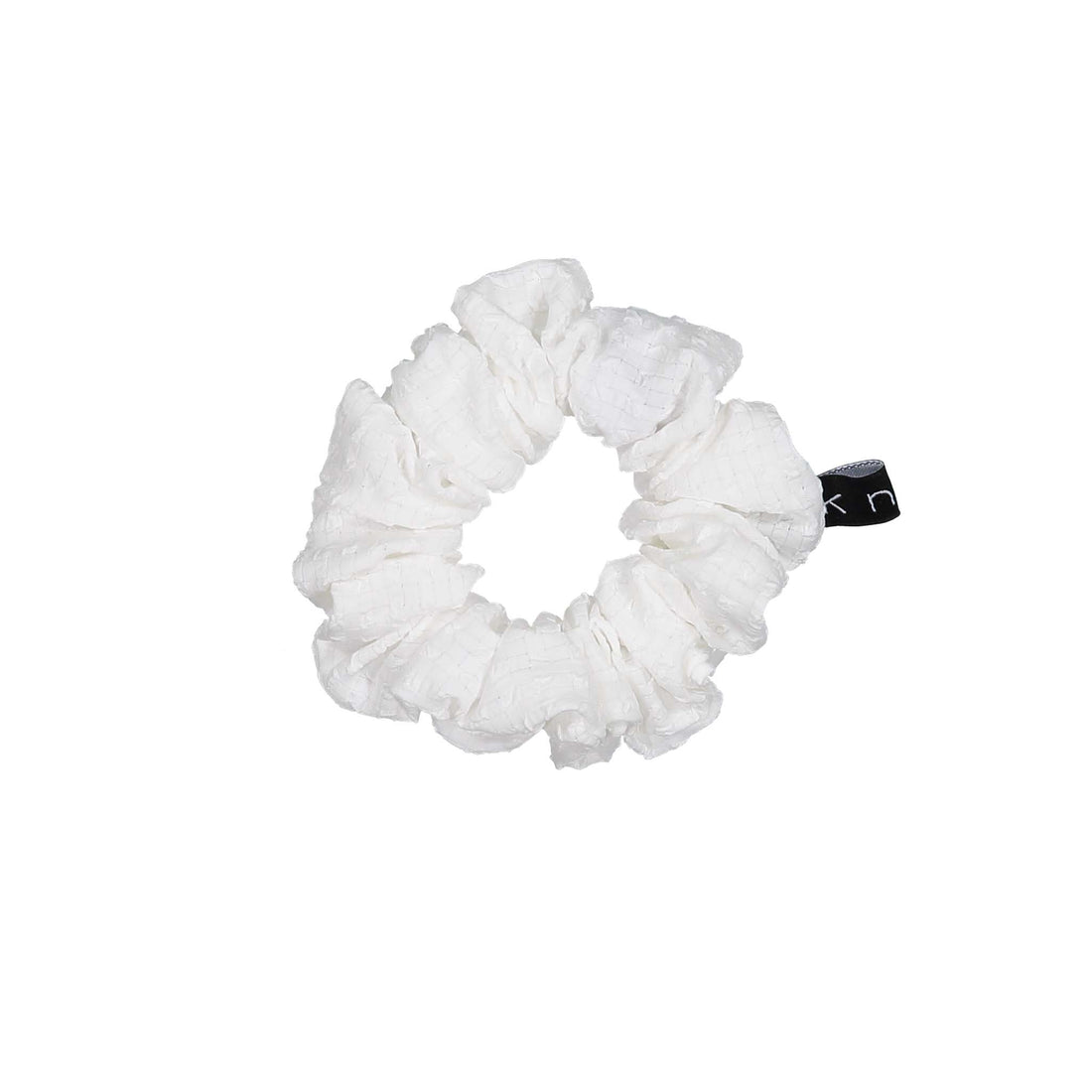 Knot Hairbands White Seersucker Petite Scrunchie