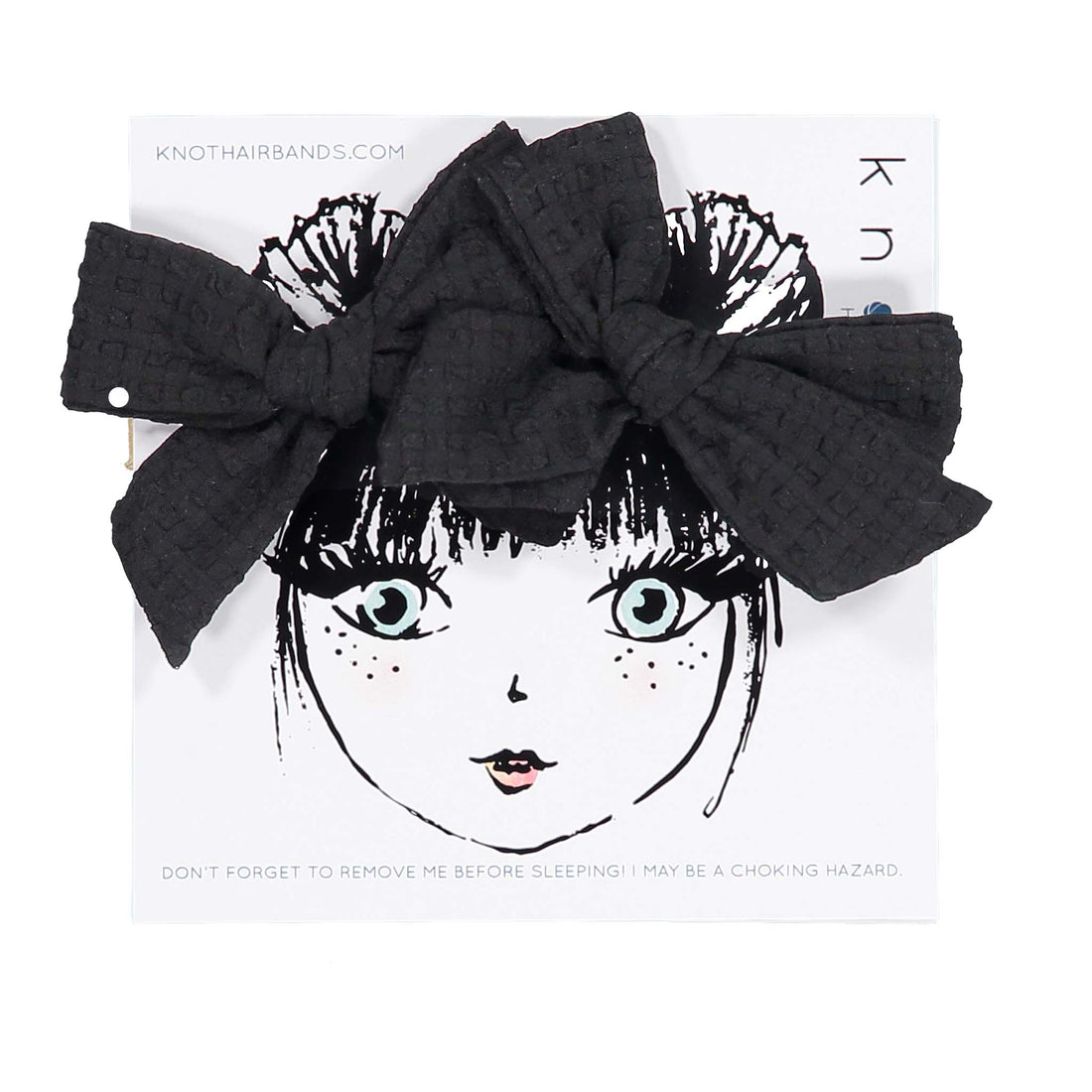 Knot Hairbands Black Seersucker Mini Clip Set