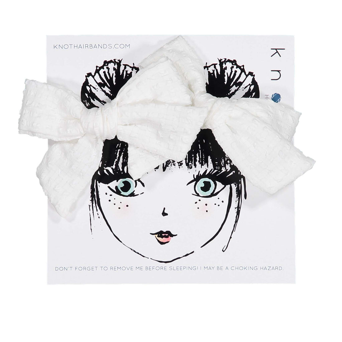 Knot Hairbands White Seersucker Mini Clip Set