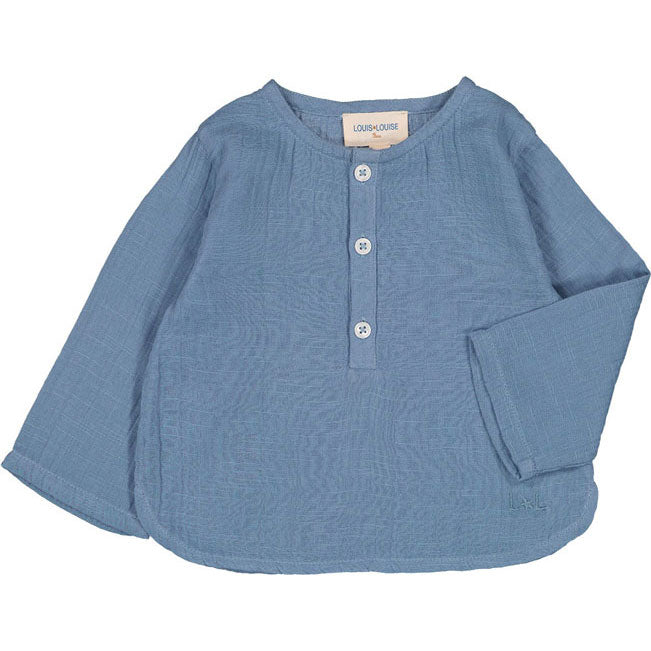 Louis Louise Blue Double Gauze Oncle Baby Shirt