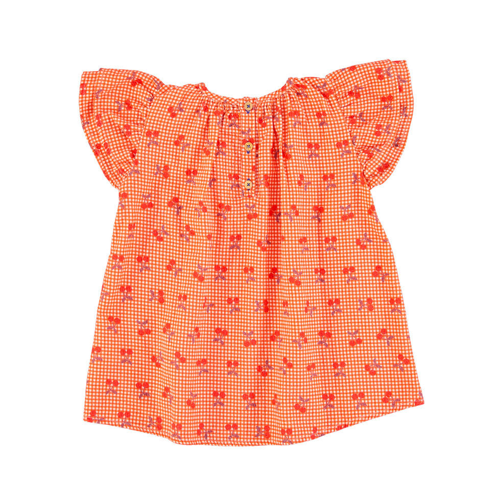 Piupiuchick Red/White Cherry Print Short Dress
