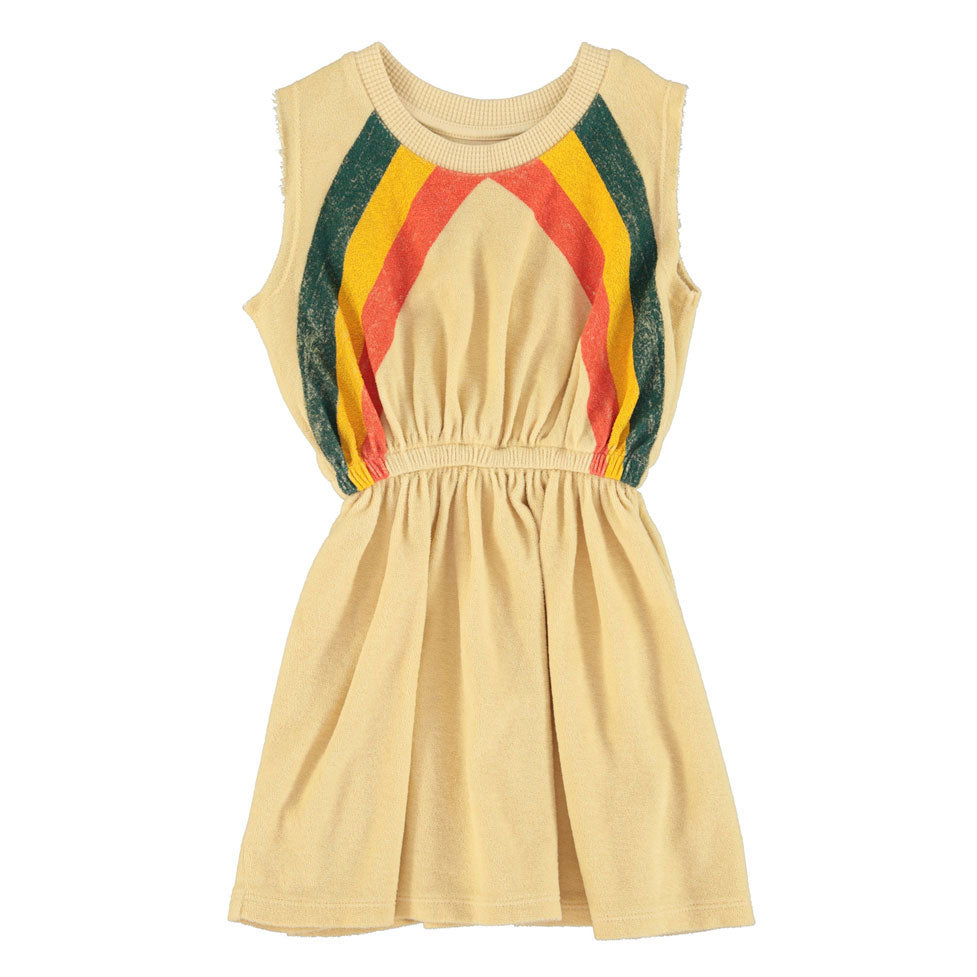 Piupiuchick Sand Multicolor Stripes Short Dress