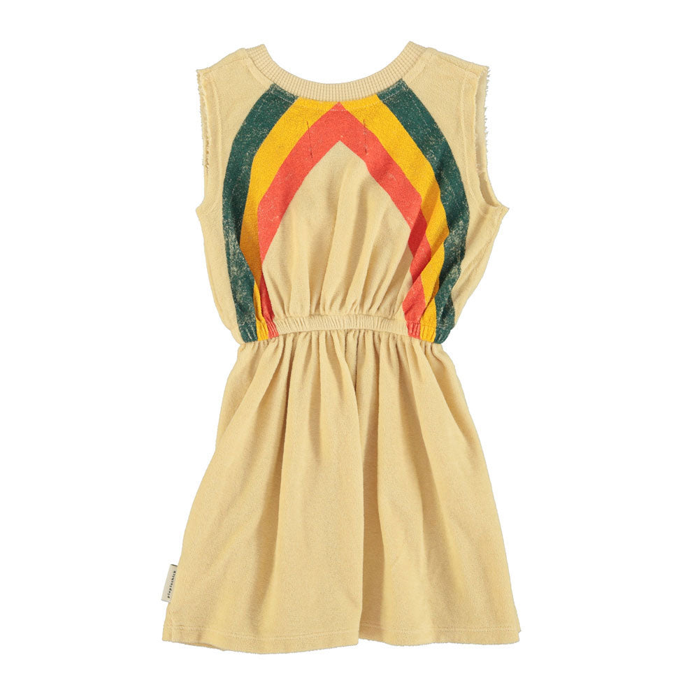 Piupiuchick Sand Multicolor Stripes Short Dress