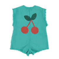 Piupiuchick Turquoise Cherry Print Jumpsuit