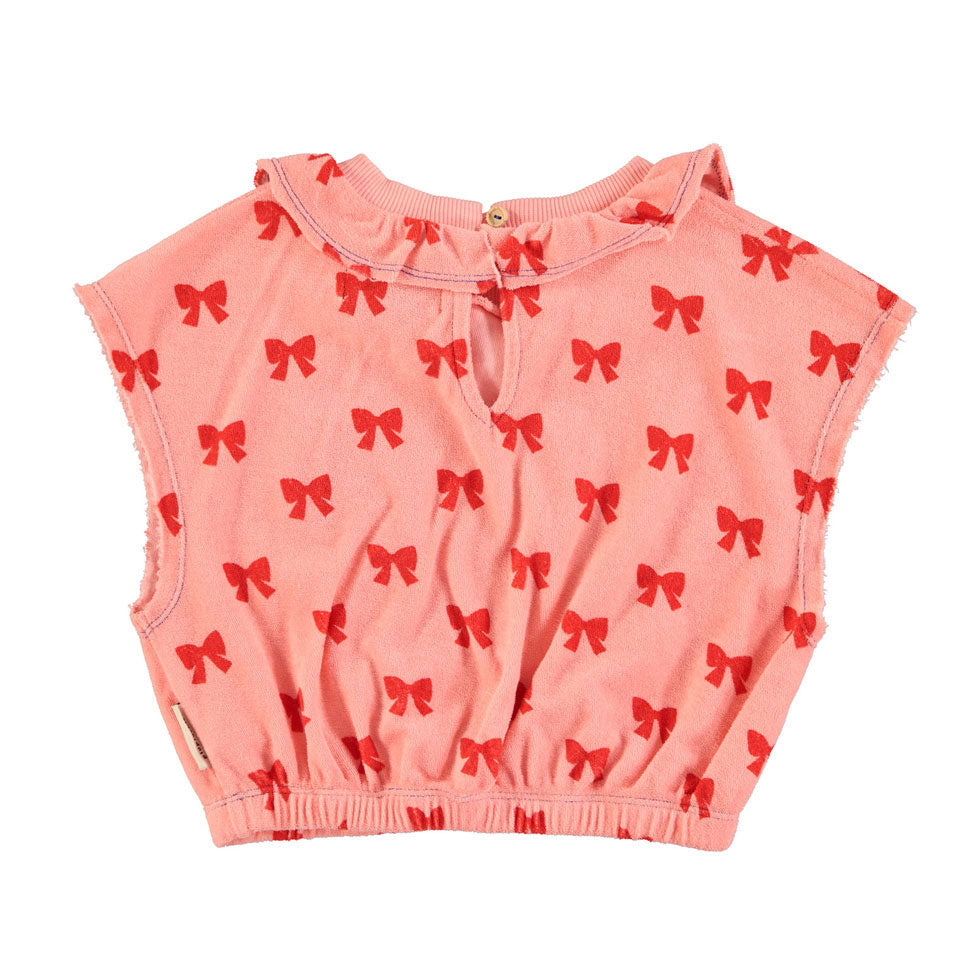 Piupiuchick Pink W/ Red Bows Sleeveless Blouse