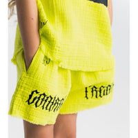 Nununu Hot Lime Muslin Beach Shorts