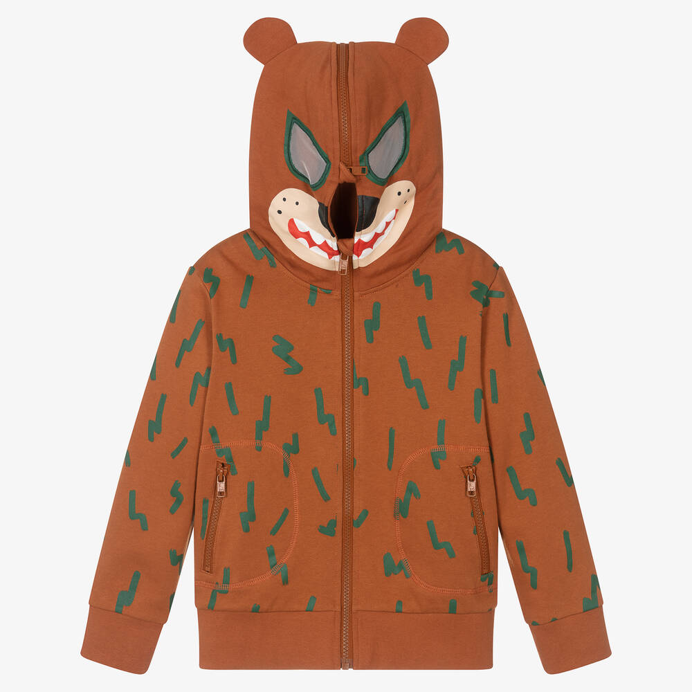 Stella Mccartney Brown Bear Funny Zip Up Hoodie