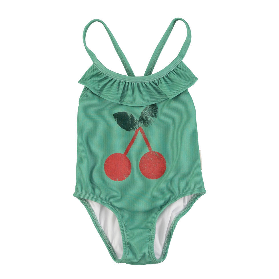 Piupiuchick Green Cherry Print Swimsuit