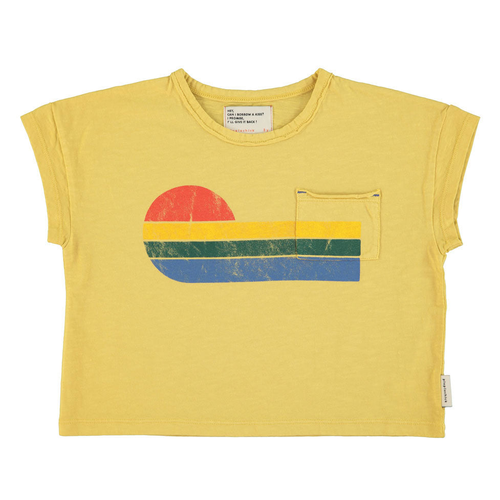 Piupiuchick Yellow Multicolor Wave Print Tee