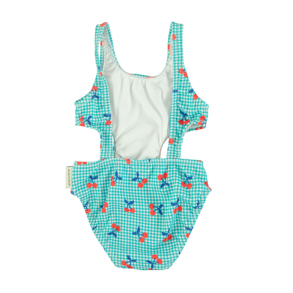 Piupiuchick Turquoise/White Cherry Print Trikini
