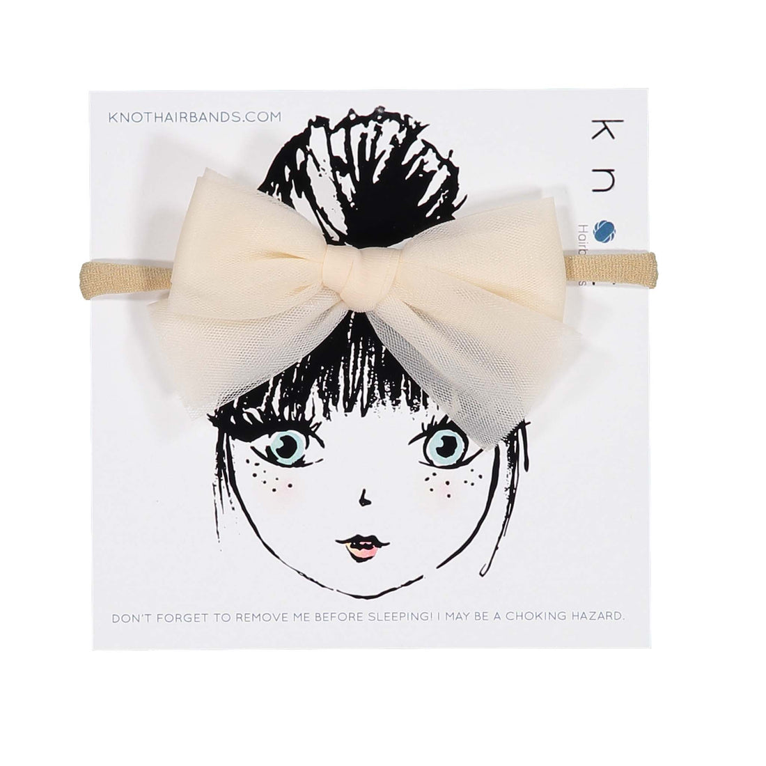 Knot Hairbands Creme Tulle Bow Band