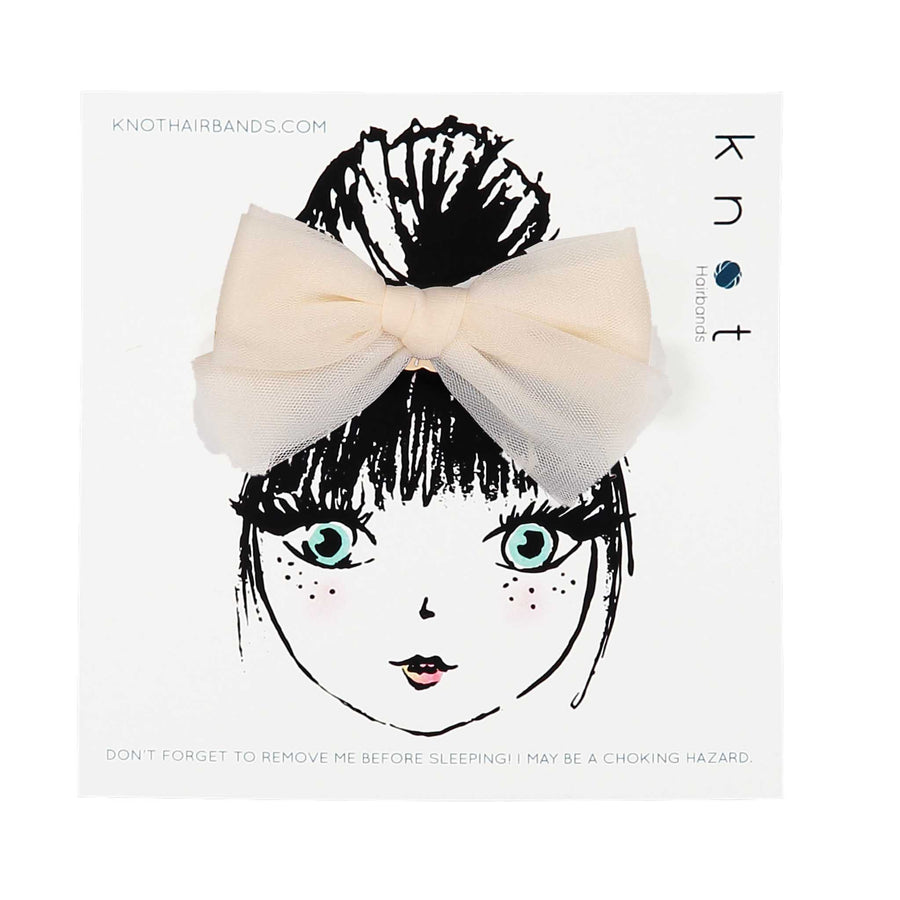 Knot Hairbands Creme Tulle Bow Clip