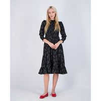 Ava and Lu Black Flower Sketch Smocked Dress