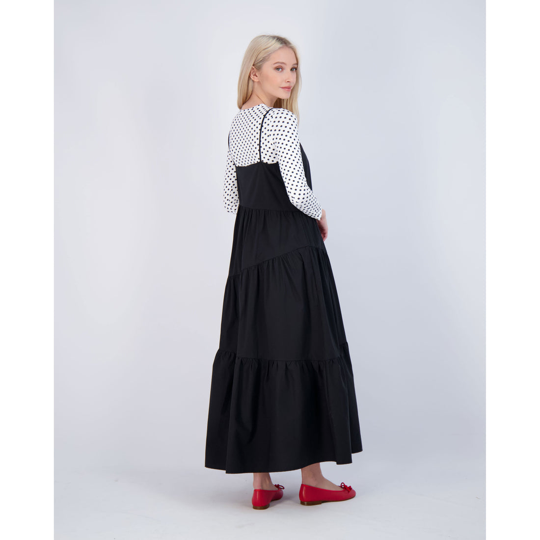 Ava and Lu Black Tiered Maxi Dress